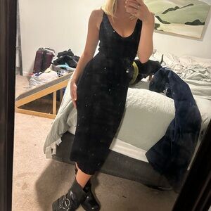 Black midi knit dress